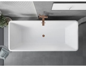 Mexen Tava, voľne stojaca ryhovaná vaňa 170 x 75 cm, biela-čierna, ružové zlato prepad, 52851707575-60