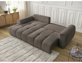 Hnedá rozkladacia/s úložným priestorom rohová pohovka z textílie buklé (ľavý roh/s leňoškou) Roxelane – Bobochic Paris