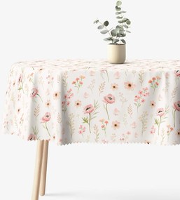 Goldea oválny teflónový obrus - ružové kvietky 140 x 200 cm