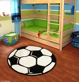 Koberec PP Football biely / čierny kruh
