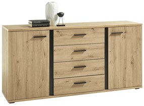 Komoda, dub artisan/čierna, KANODE
