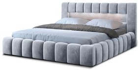 Svetlosivá čalúnená dvojlôžková posteľ s úložným priestorom s roštom 180x200 cm Lamica – ELTAP