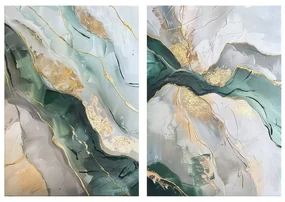 Obrazy s ručne maľovanými prvkami v súprave 2 ks 50x70 cm Aventurine – Styler