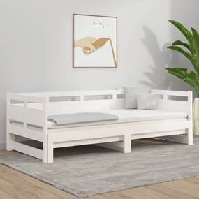 Rozkladacia denná posteľ biela borovicový masív 2x(80x200) cm