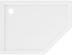 Mexen Flow Slim, ľavostranná päťuholníková sprchová vanička 90 x 80 cm, biela lesklá, 46P108090L
