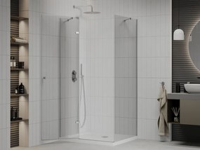 Mexen Roma, sprchovací kút 80 (dvere) x 100 (stena) cm, 6mm číre sklo, chrómový profil + slim sprchová vanička 5cm, 854-080-100-01-00-4010