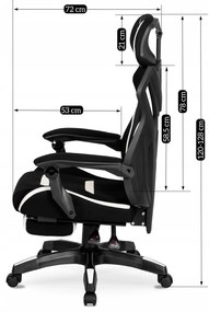 Herní židle Maximo s podnožkou černá/bílá