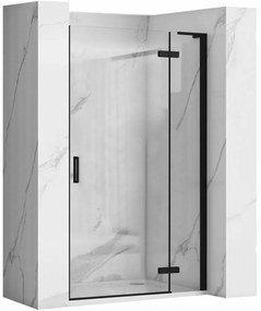 Rea Hugo, 1-krídlové sprchové dvere do otvoru 90x200,5 cm, 6mm číre sklo, čierny profil, KPL-45207