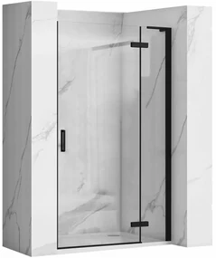 Rea Hugo, 1-krídlové sprchové dvere do otvoru 90x200,5 cm, 6mm číre sklo, čierny profil, KPL-45207