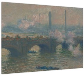 Sklenený obraz - Claude Monet, Waterloo Bridge, Gray Day, reprodukcia (70x50 cm)