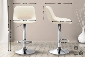 2x Barová stolička Camden - koženka, chróm rám - Krémová