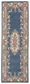 Modrý vlnený behúň Flair Rugs Aubusson, 67 × 210 cm