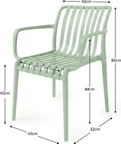 Plastová stolička TREGO s podrúčkami, zelená