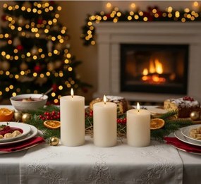 SADA 3x LED sviečok BRILLO LED/3xAAA krémová + diaľkové ovládanie