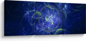 Obraz - modrá abstrakcia (s hodinami) (90x30 cm)