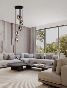 LED stmievateľný čierno-šedý moderný luster Skia 5