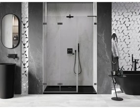 Mexen Lunar-F, L skladacie ľavé sprchové dvere 150 cm, 8mm číre sklo, grafitový profil, 836SL-150-050-95-00-L