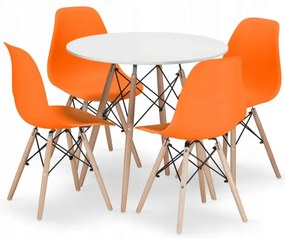 Jedálenský stôl TODI biely 80 cm so štyrmi stoličkami OSAKA oranžové