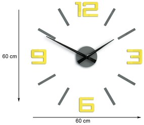 Moderné nástenné hodiny SILVER XL GREY-YELLOW HMCNH065-greyyellow