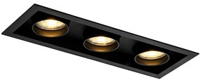 Moderný zapustený reflektor čierny nastaviteľný 3-svetlo - Roof