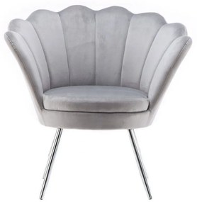 LuxuryForm DESIGN Kreslo FREY VELUR so striebornými nohami - svetlo šedé