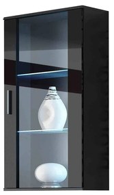 Vitrína Belario B2 (čierna + čierny lesk) (osvetlenie LED RGB farebné). Vlastná spoľahlivá doprava až k Vám domov. 1058609