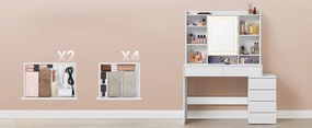 Toaletní stolek Vasagle Ginny 117 cm s LED osvětlením bílý