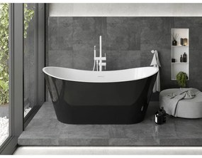 Mexen Montana, voľne stojaca vaňa 170 x 80 cm, biela-čierna, biely prepad, 52011708075-20