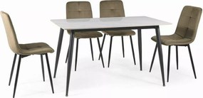 Jedálenský stôl RION 130x70 cm s keramickou doskou, biely mramor