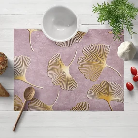 Biante Zamatové prestieranie na stôl Tamara TMR-001 Ginkgo lístky na staroružovom 30x40 cm