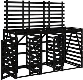 vidaXL Úložný box na tri odpadkové koše čierny masívna borovica