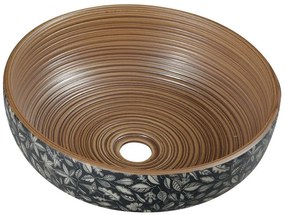 Sapho Sapho, PRIORI keramické umývadlo na dosku Ø 41 cm, hnedá s modrým vzorom, PI023