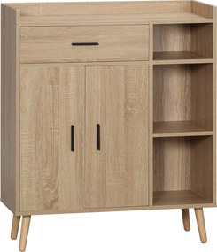 HOMCOM Moderný obývací systém so 2 dverami, 1 zásuvkou a 3 otvorenými policami pre kuchyňu, spálňu a vstupnú halu, proti prekopeniu 80x30x96,5 cm Prír