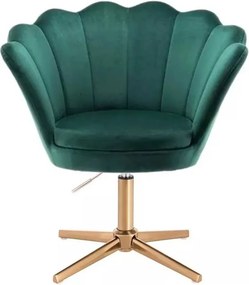 LuxuryForm DESIGN Kreslo FREY VELUR na zlatom kríži - zelené