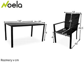Noela Záhradný jedálenský set Viking L + 4x ratanová stolička Wicker Pat