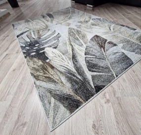 Koberec Villa 869 béžovo-sivý s listovým vzorom – viac rozmerov Rozmer: 80x150 cm