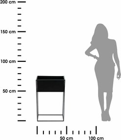 KOVOVÝ KVETINÁČ SO STOJANOM RECT 70X24X44 CM ČIERNA