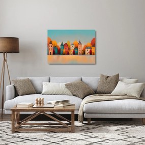 Sklenený obraz - Jesenná dedina (70x50 cm)