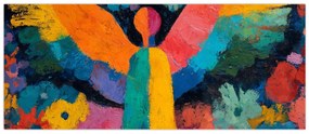 Obraz - Abstraktný anjel s kvetmi (120x50 cm)