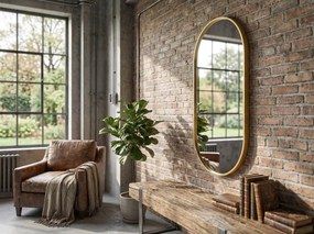 Oválne zrkadlo na stenu OLVANI 100x50 cm so zlatým rámom