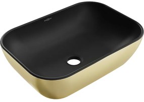 Mexen Rita, umývadlo na dosku 45x32x14 cm, čierna matná-zlatá lesklá, 21084576