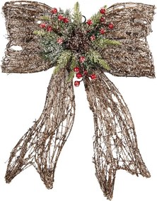 Vianočná prútená závesná dekorácia mašle LED - 41*10*51 cm / 3*AA