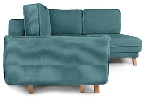 Tyrkysovomodrá menčestrová rozkladacia rohová pohovka (pravý roh) Tori – Bonami Selection