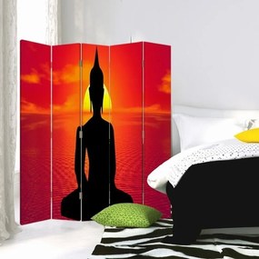 Ozdobný paraván Buddha Meditation Zen Spa - 180x170 cm, päťdielny, obojstranný paraván 360°