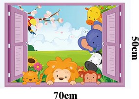 Veselá Stena Samolepka Zvieratká zo Zoo v okne