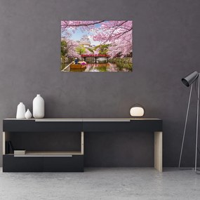 Sklenený obraz japonskej čerešne (70x50 cm)