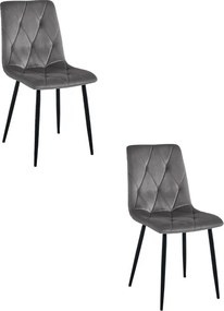 Set dvoch jedálenských stoličiek LIBRA zamatové tmavosivé / čierne nohy (2 ks)