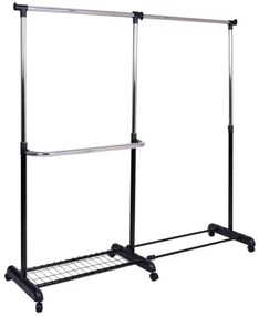 Vešiakový stojan na kolieskach RUFO čierny