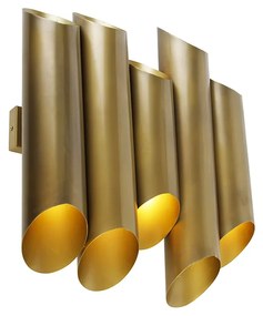 Priemyselná nástenná lampa mosadz 10-svetlo - Whistle