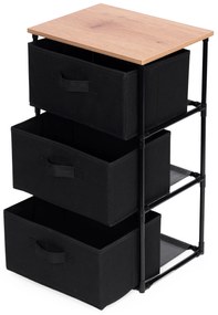 ModernHome Policový textilný organizér s 3 výsuvnými košíkmi loft čierny ModernHome